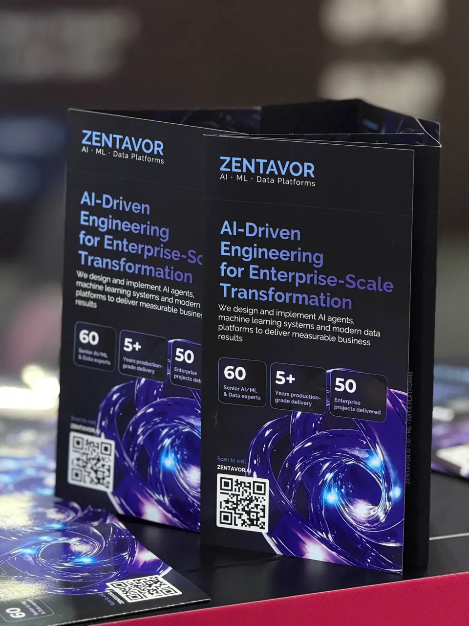 Close-up of a Zentavor brochure: AI-driven engineering for enterprise-scale transformation